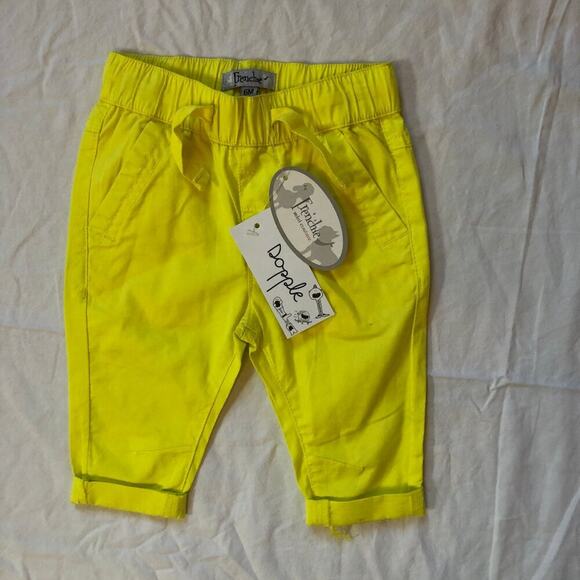 Frenchie Mini Couture NWT Baby Neon Yellow Elastic Waist Pants - Size 6 Months - Picture 1 of 10
